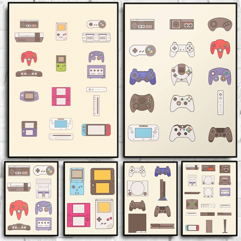 لوحة فنية قماشية لتطور أجهزة أ - مراجعة Gaming Console Games وسعره